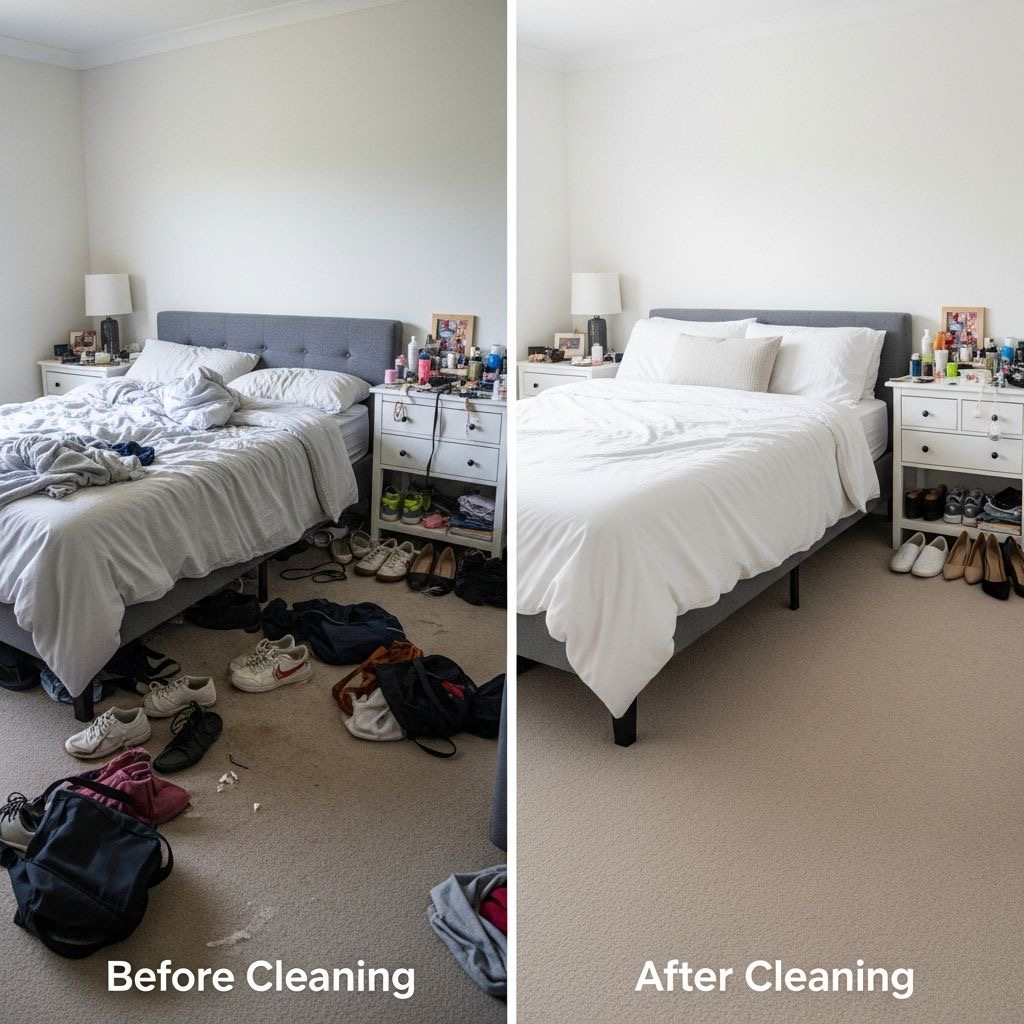 Bedroom before and after cleaning